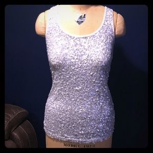 Silver sequin tank